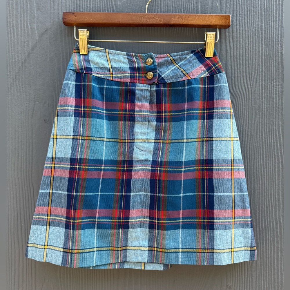 Vintage 1960s Plaid Bobbie Brooks Mini Skirt Size XXS